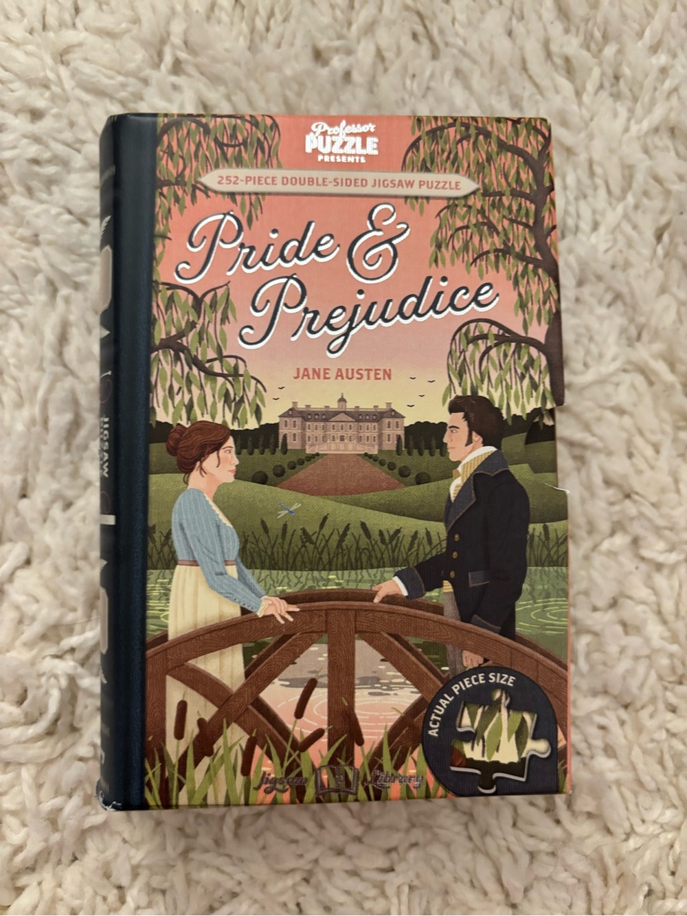 Professor Puzzle Pride & Prejudice Jane Austen 252-Piece Puzzle - Pink & Green